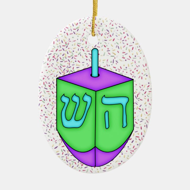 Chanukah Dreidel Ceramic Tree Decoration (Front)