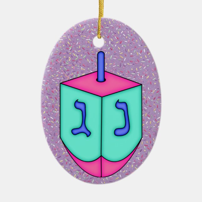 Chanukah Dreidel Ceramic Tree Decoration (Front)