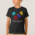 Chanukah Dreidels T-Shirt<br><div class="desc">A Happy Chanukah gift featuring 4 dreidels with Hebrew letters which represent A Great Miracle Happened There!</div>