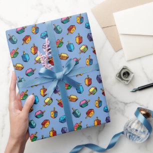 Chanukah Giftwrap - Dreidels - Judaica - Large Wr Wrapping Paper
