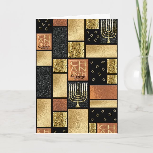 Chanukah Golden Montage Holiday Card (Front)