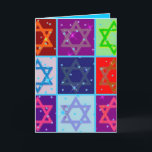 CHANUKAH GREETING CARDS W MATCHING POSTAGE<br><div class="desc">Give someone a beautiful bright and cheery Pop Art Hanukah card for Chanukkah.  The card is blue toned inside and says,  "Happy Chanukah" Please order matching postage and pick up the festive envelope seal stickers.  All Rights Reserved. c Chanuka Shop</div>