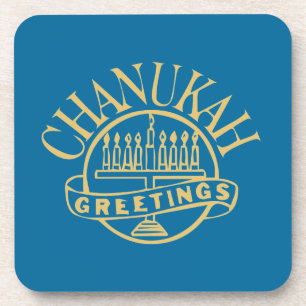 Chanukah Greetings Menorah Coaster