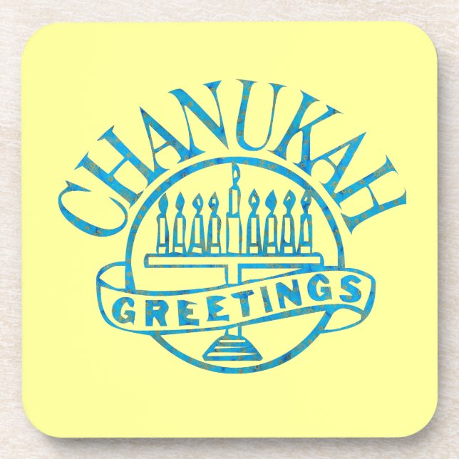 Chanukah Greetings Menorah Coaster (Front)