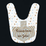 Chanukah/Hanukkah Baby Boy Bib Personalise<br><div class="desc">Chanukah/Hanukkah Baby Boy Bib/Personalise. Enjoy giving this sweet,  2-sided Hanukkah baby,  bib,  filled with blue and brown stars with a spiralled dreidel ready for personalising. Choose your favourite font style,  colour,  size and wording for your special little one. 
Thanks for stopping and shopping by. Always appreciated!
Happy Chanukah/Hanukkah!</div>