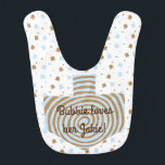 Chanukah/Hanukkah Baby Boy Bib Personalise<br><div class="desc">Chanukah/Hanukkah Baby Boy Bib/Personalise. Enjoy giving this sweet,  2-sided Hanukkah baby,  bib,  filled with blue and brown stars with a spiralled dreidel ready for personalising. Choose your favourite font style,  colour,  size and wording for your special little one. 
Thanks for stopping and shopping by. Always appreciated!
Happy Chanukah/Hanukkah!</div>