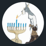 chanukah ( Hanukkah ) card Classic Round Sticker<br><div class="desc">chanukah ( Hanukkah ) card schnauzer s lighting the menorah</div>