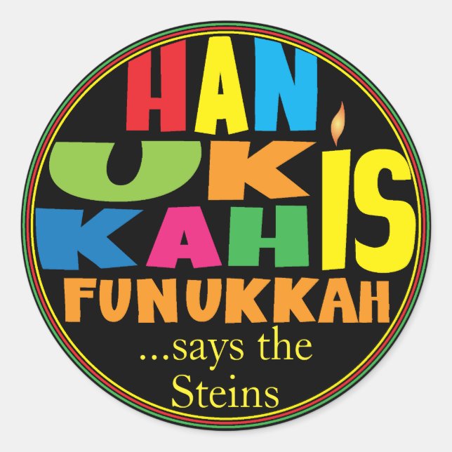 Chanukah/Hanukkah "HanukkahFunukka" Stickers Round (Front)