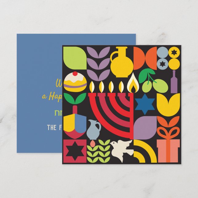 Chanukah Hanukkah Menorah Doughnut Jewish Stars Card (Front/Back)