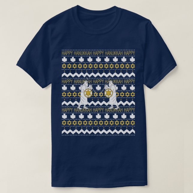 Chanukah/Hanukkah Men's "Ugly Sweater" T-Shirt (Design Front)