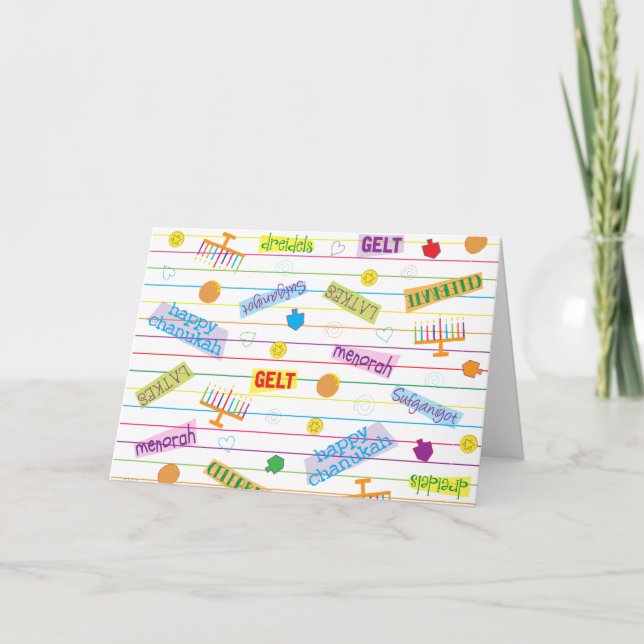 Chanukah "Hanukkah Party" Greeting Card/Envelope Holiday Card (Front)