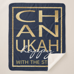 Chanukah Happy Gold Sherpa Blanket/Medium Blanket