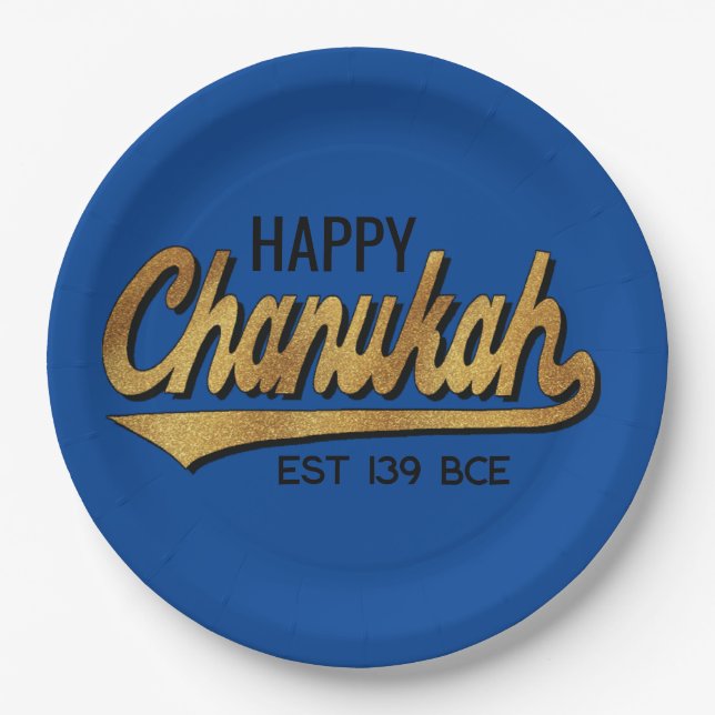 Chanukah Happy Retro Paper Plate (Front)