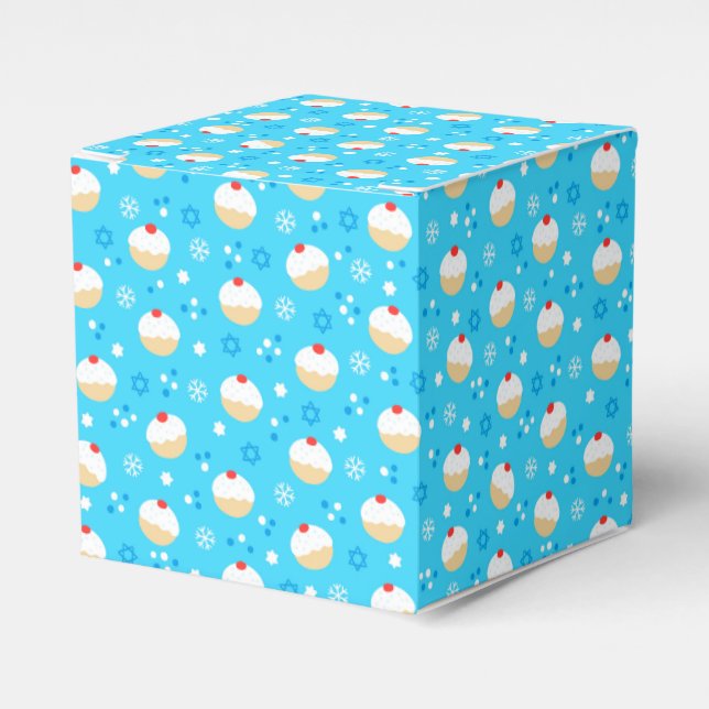 Chanukah Jelly Doughnuts Jewish Stars Snowflakes Favour Box (Front Side)