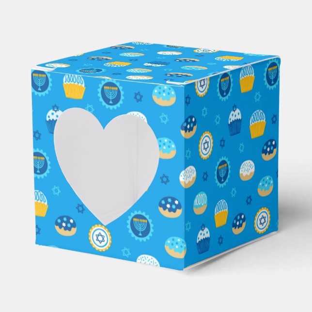 Chanukah Jewish Star Cupcakes Blue Jelly Doughnut Favour Box (Front Side)