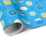 Chanukah Jewish Star Cupcakes Blue Jelly Doughnut Wrapping Paper<br><div class="desc">Add some holiday colour and sparkle with this fun Chanukah wrapping paper design. Appropriate for children or adults, corporate or family gift wrap needs. There are coordinating gift bags, tissue paper, and ribbon for a complete Chanukah look, or you can mix and match with our other Chanukah wrapping paper patterns....</div>