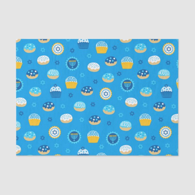 Chanukah Jewish Star Cupcakes Blue Tissue Paper (Front)