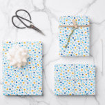 Chanukah Jewish Stars Snowflakes White Blue Gold Wrapping Paper Sheet<br><div class="desc">Sometimes you just have a few items to wrap for Chanukah, and you don't want to buy a huge roll of Chanukah wrapping paper that will linger in your closet for years. This selection of three Chanukah wrapping paper sheets is perfect for wrapping a few gifts. Three separate sheets of...</div>