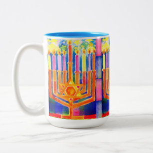 Chanukah Lights Two-Tone Coffee Mug
