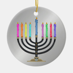 Chanukah Menorah Ceramic Tree Decoration