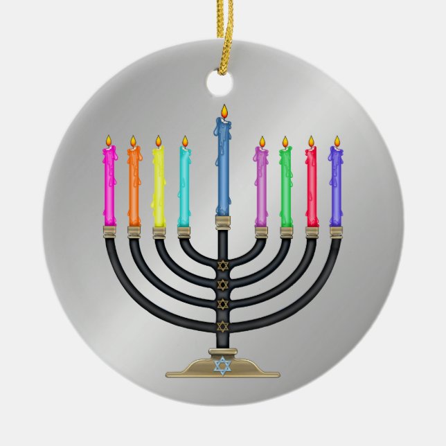 Chanukah Menorah Ceramic Tree Decoration (Front)