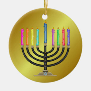 Chanukah Menorah Ceramic Tree Decoration