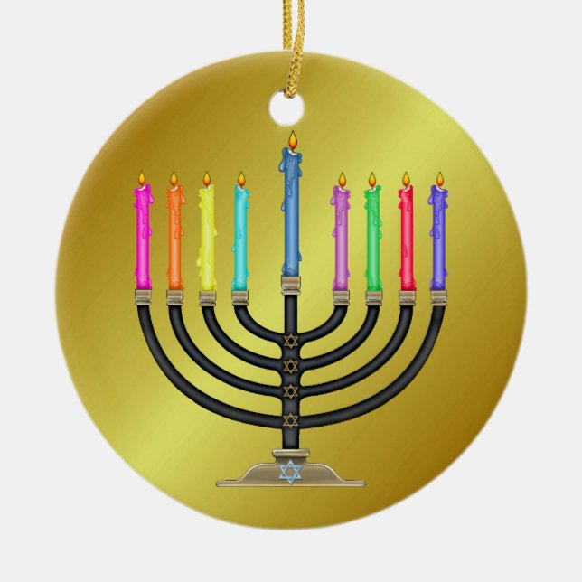 Chanukah Menorah Ceramic Tree Decoration (Front)