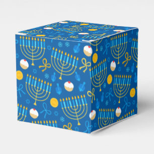 Chanukah Menorah Gelt Dreidel Blue Favour Box