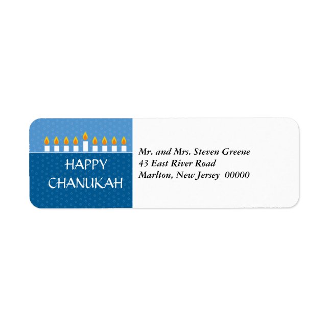 Chanukah Menorah Return Address Label (Front)
