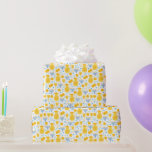 Chanukah Menorahs Gelt Pitcher Oil White Gold Blue Wrapping Paper<br><div class="desc">Add some holiday colour and sparkle with this fun Chanukah wrapping paper design. Appropriate for children or adults, corporate or family gift wrap needs. There are coordinating gift bags, tissue paper, and ribbon for a complete Chanukah look, or you can mix and match with our other Chanukah wrapping paper patterns....</div>