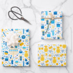 Chanukah Mixed Set of Menorah & Candles Patterns Wrapping Paper Sheet<br><div class="desc">Sometimes you just have a few items to wrap for Chanukah, and you don't want to buy a huge roll of Chanukah wrapping paper that will linger in your closet for years. This selection of three Chanukah wrapping paper sheets is perfect for wrapping a few gifts. Three separate sheets of...</div>