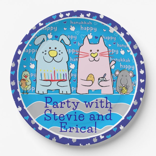 Chanukah Mouse and Friends Paper Plate (Front)