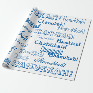 Chanukah O' Hannukah Blue and White Wrapping Paper