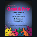 Chanukah Party Flyer<br><div class="desc">Chanukah Party flyer with dreidles. Great invitation for family chanukah Party!</div>