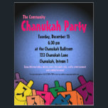 Chanukah Party Flyer<br><div class="desc">Chanukah Party flyer with dreidles. Great invitation for family chanukah Party!</div>
