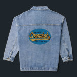 Chanukah Retro  Denim Jacket<br><div class="desc">Denim Jean Jacket "Hanukkah Retro" Personalise by replacing editable text with your own. Choose your favourite font style, size, and colour. Design elements can be transferred to other Zazzle products. Style: Women's Denim Jacket (Jean Jacket) This custom women's denim jacket is your personal fashion statement! Personalise it with your favourite...</div>