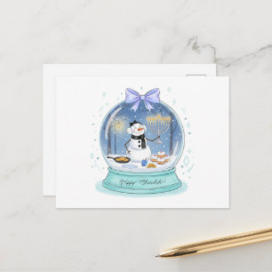 Chanukah Snow Globe Holiday Postcard