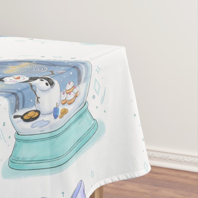 Chanukah Snow Globe Tablecloth (In Situ)