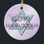 Chanukah Star of David Ceramic Tree Decoration<br><div class="desc">Think themes! Play with background colours, add or delete text, and (for a bit of an extra fee added already here, but can be deleted) customise the back with images, colour, your logo / business info., etc.! These are also great for gifts or to use as the finishing touch of...</div>