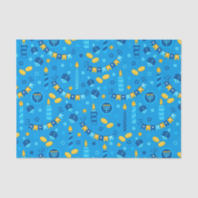 Chanukah Streamers Hanukkah Blue Banners Tissue Paper (Front)