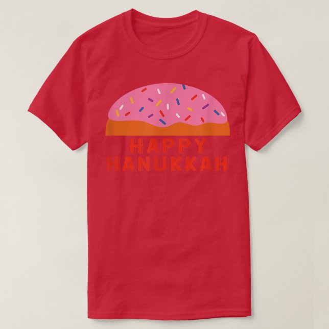 Chanukah Sufganiyah Saying Happy Hanukkah Jewish H T-Shirt (Design Front)