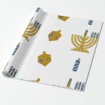 Chanukah Wrapping Paper<br><div class="desc">Chanukah wrapping paper with hand drawn Chanukah graphics of items for Chanukah,  a Chanukah menorah,  a dreidel,  and candles.</div>