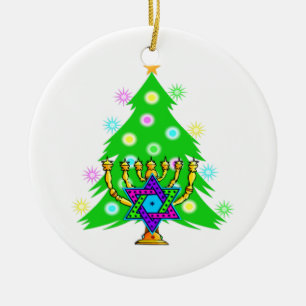 Chanukkah and Christmas Ceramic Tree Decoration
