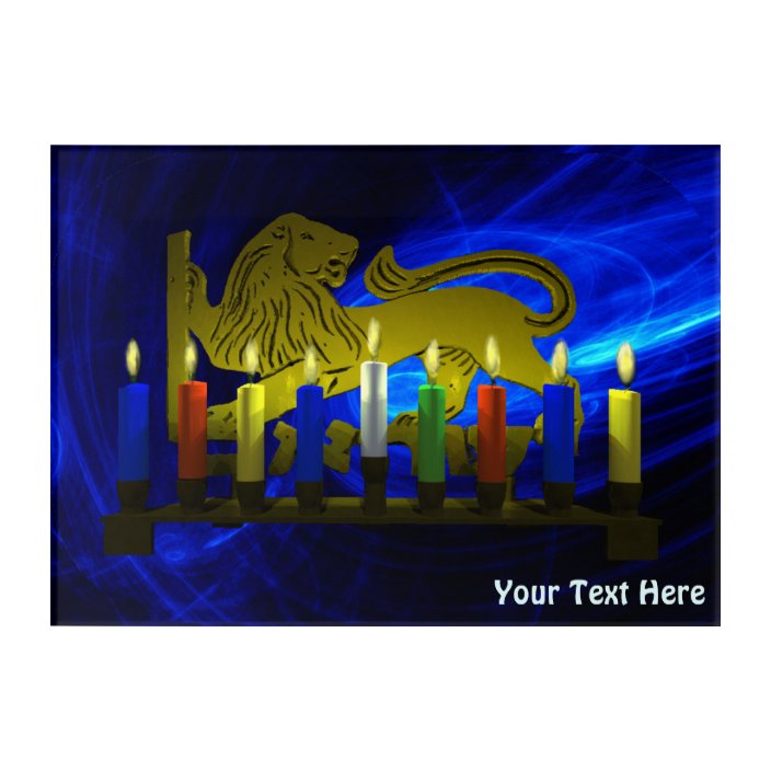 Chanukkah Brass Lion Menorah Acrylic Print Zazzle.co.uk