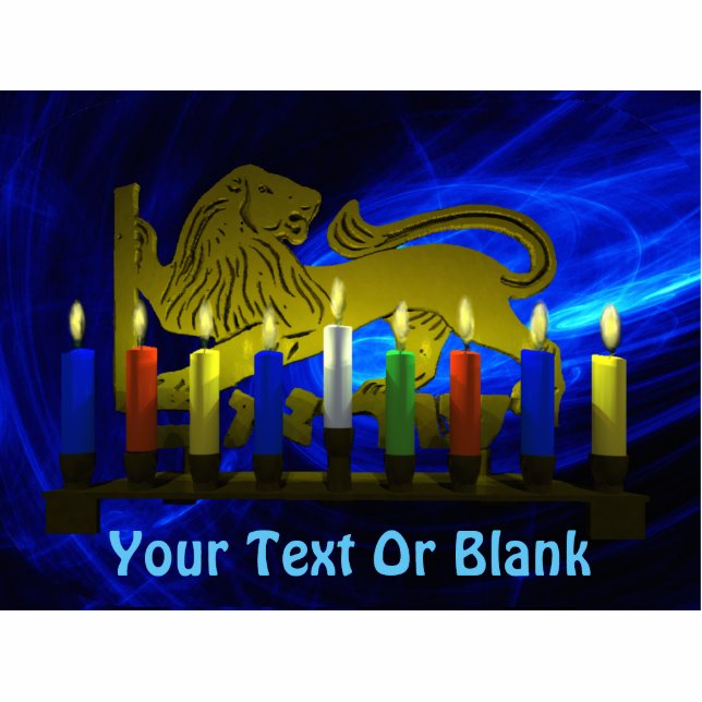 Chanukkah Brass Lion Menorah Photo Sculpture Magnet (Front)
