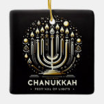 Chanukkah Ceramic Ornament<br><div class="desc">Chanukkah Ceramic Ornament with quote on back
Jewish festival, lasting eight days from the 25th day of Kislev (in December) and commemorating the rededication of the Temple in 165 BC by the Maccabees after its desecration by the Syrians. It is marked by the successive kindling of eight lights.</div>