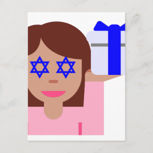 chanukkah hair flip emoji holiday postcard