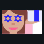 chanukkah hair flip emoji rectangular sticker<br><div class="desc">hanukkah, chanukkah, "hair flick emoji", emoji, "info girl emoji", "pink girl emoji", jewish, jew, hebrew, hannukah, channukah, "star of david"  kawaii "information emoji" pastel pink woman girl gift present</div>