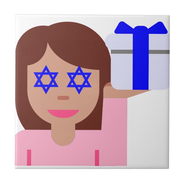 chanukkah hair flip emoji tile (Front)