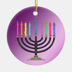 Chanukkah Menorah Ceramic Tree Decoration